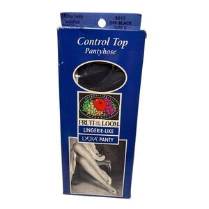 Fruit Of The Loom Control Top Pantyhose Off Black Size C Lingerie Lycra New